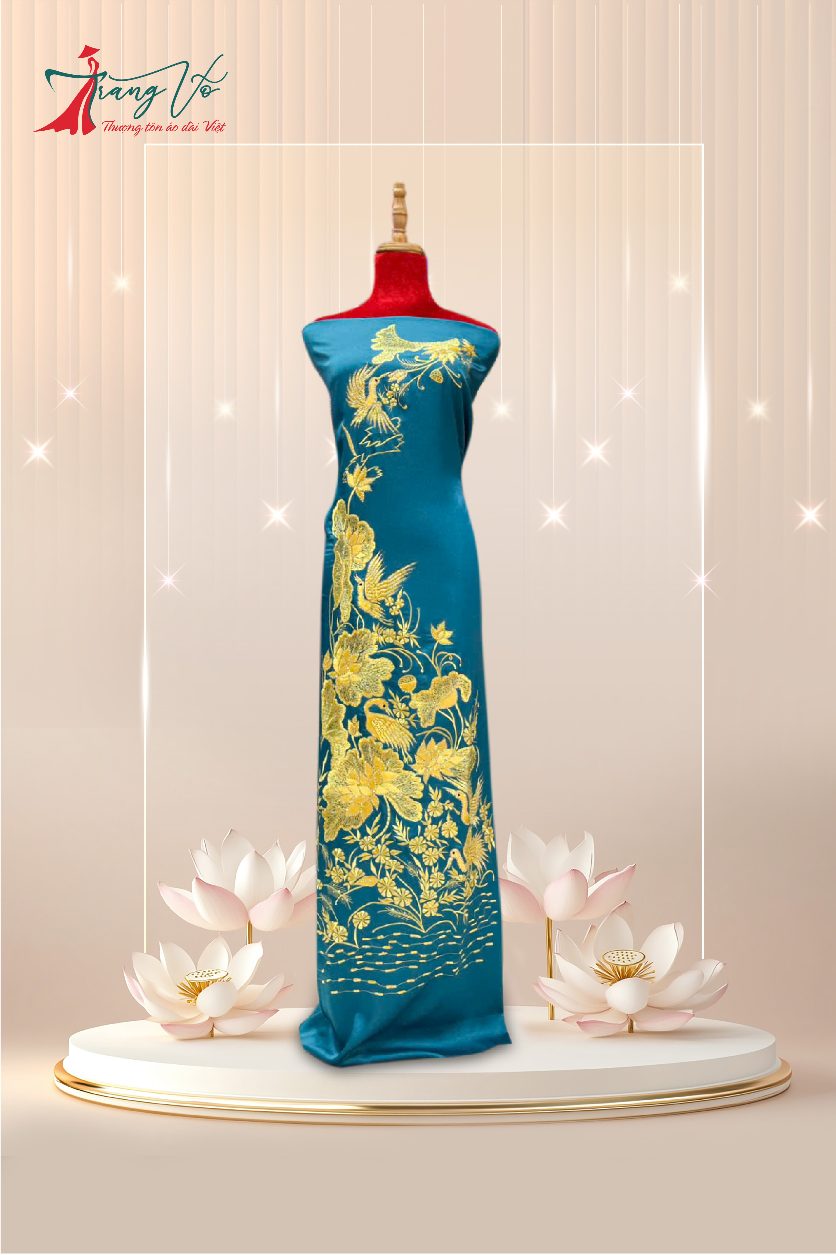 LỤA ÁNH SAO THÊU LẮC TAY XANH DƯƠNG #29102402